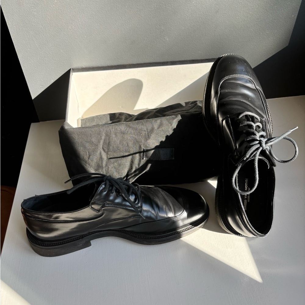 Men's Black Leather Derby Shoes - Polished Lace-Up Oxfords